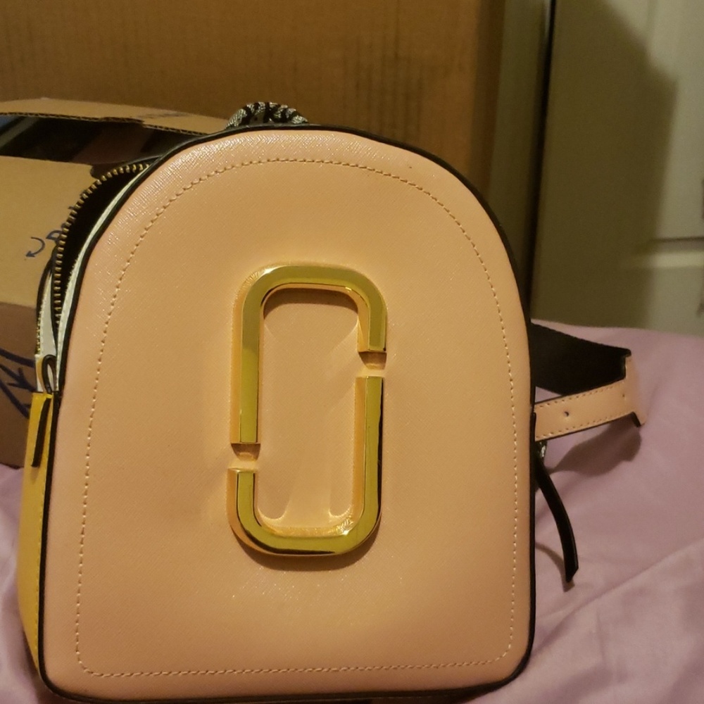 Double-zip leather color block mini backpack